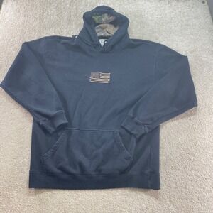 Buck Wear Hoodie Mens XXL American Flag Camo Lined Hood Pullover Sweatshirt